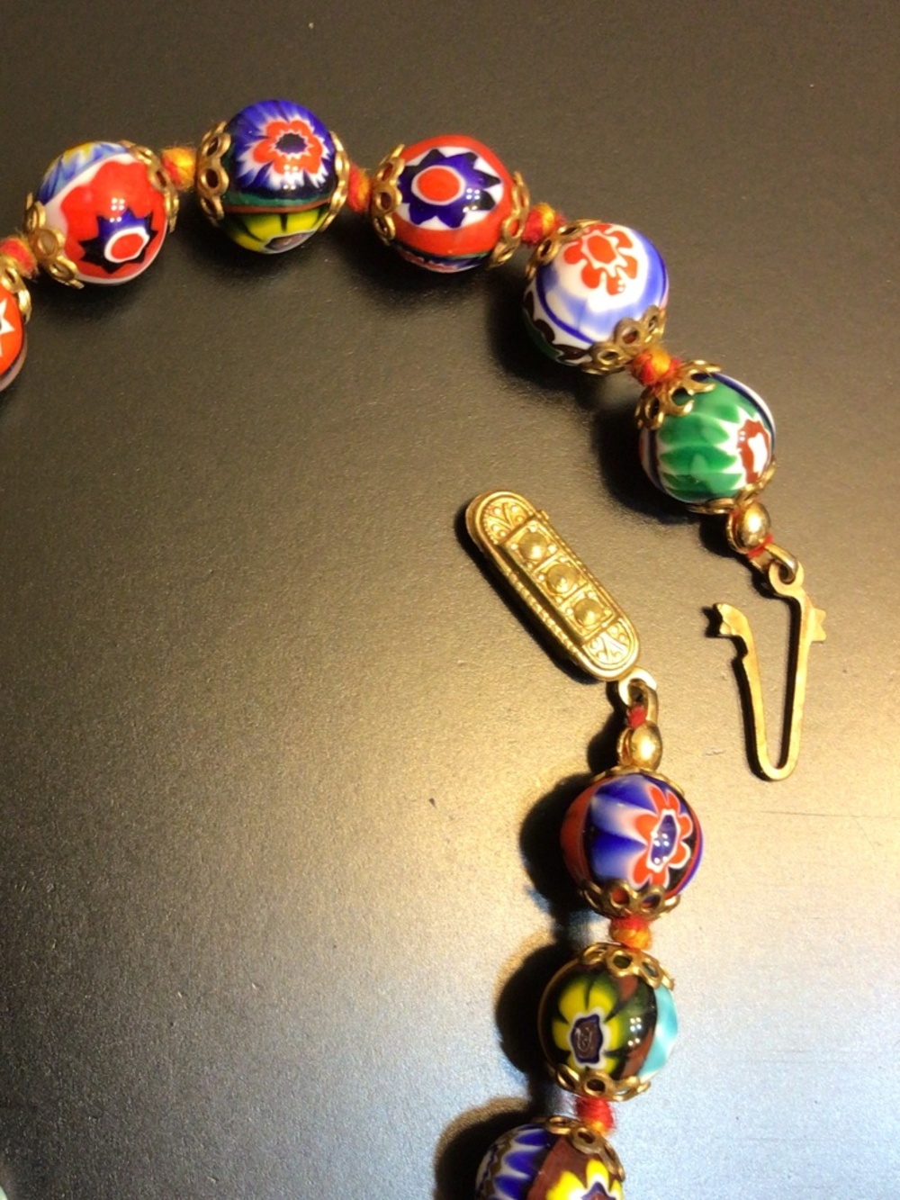 Vintage Multi-Colored Venetian Murano Millefiori Glass Beads Bracelet - Picture 5 of 14